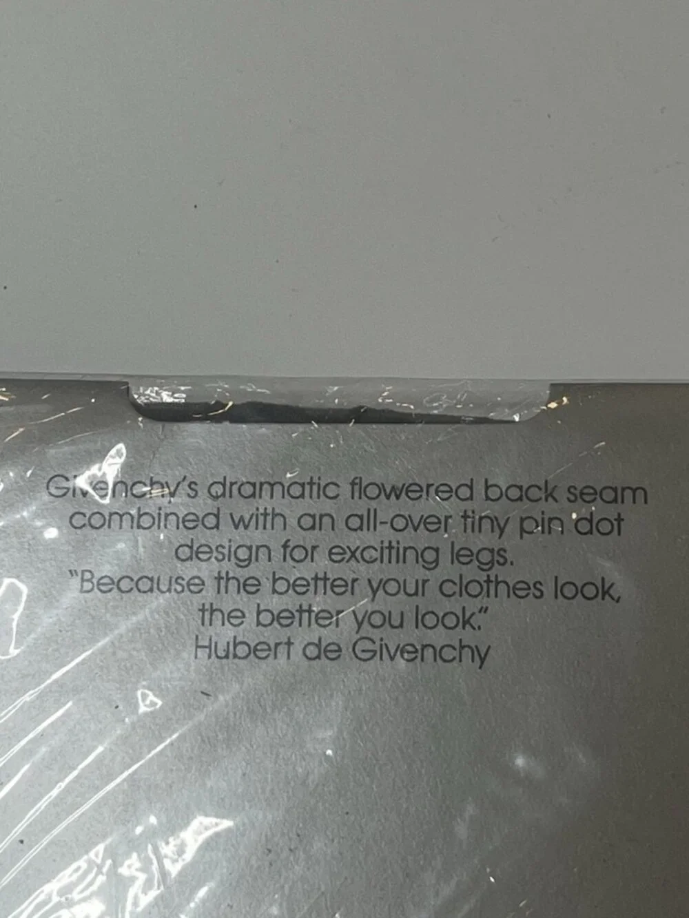Vtg 1986 Givenchy Fleurette Seam Pantyhose Sz B Silver Fox NOS Floral Seam